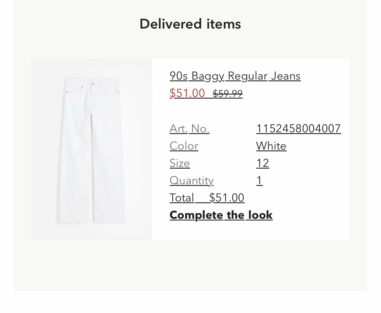 H&M 90s Baggy Regular Jeans White Size 12 - photo 5