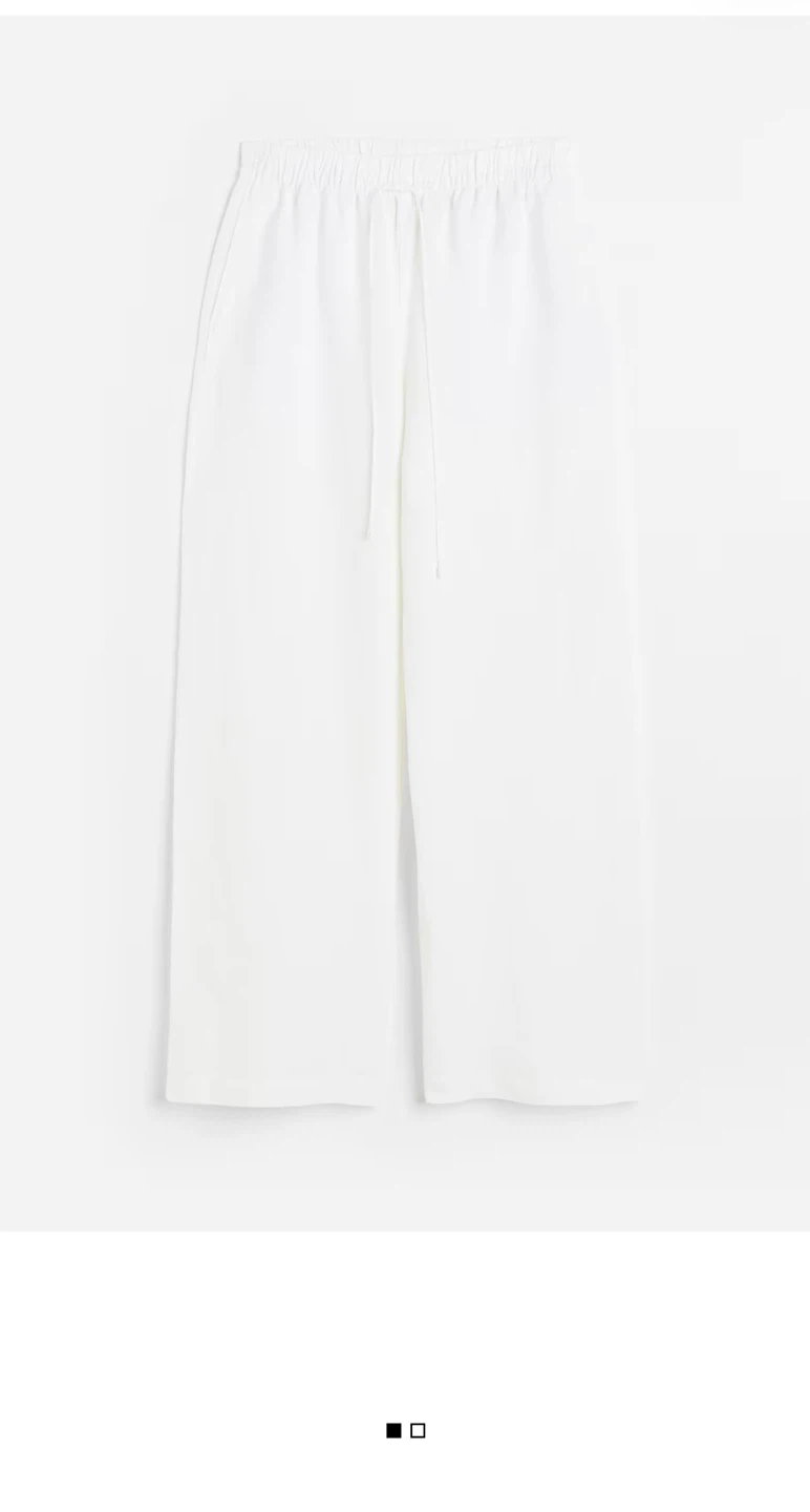 White Viscose Linen Blend Pants - Size L