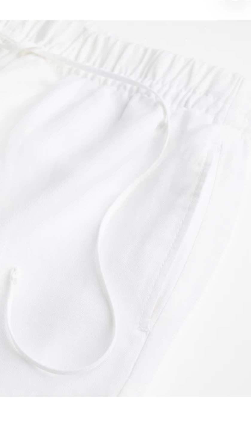 White Viscose Linen Blend Pants - Size L - photo 2