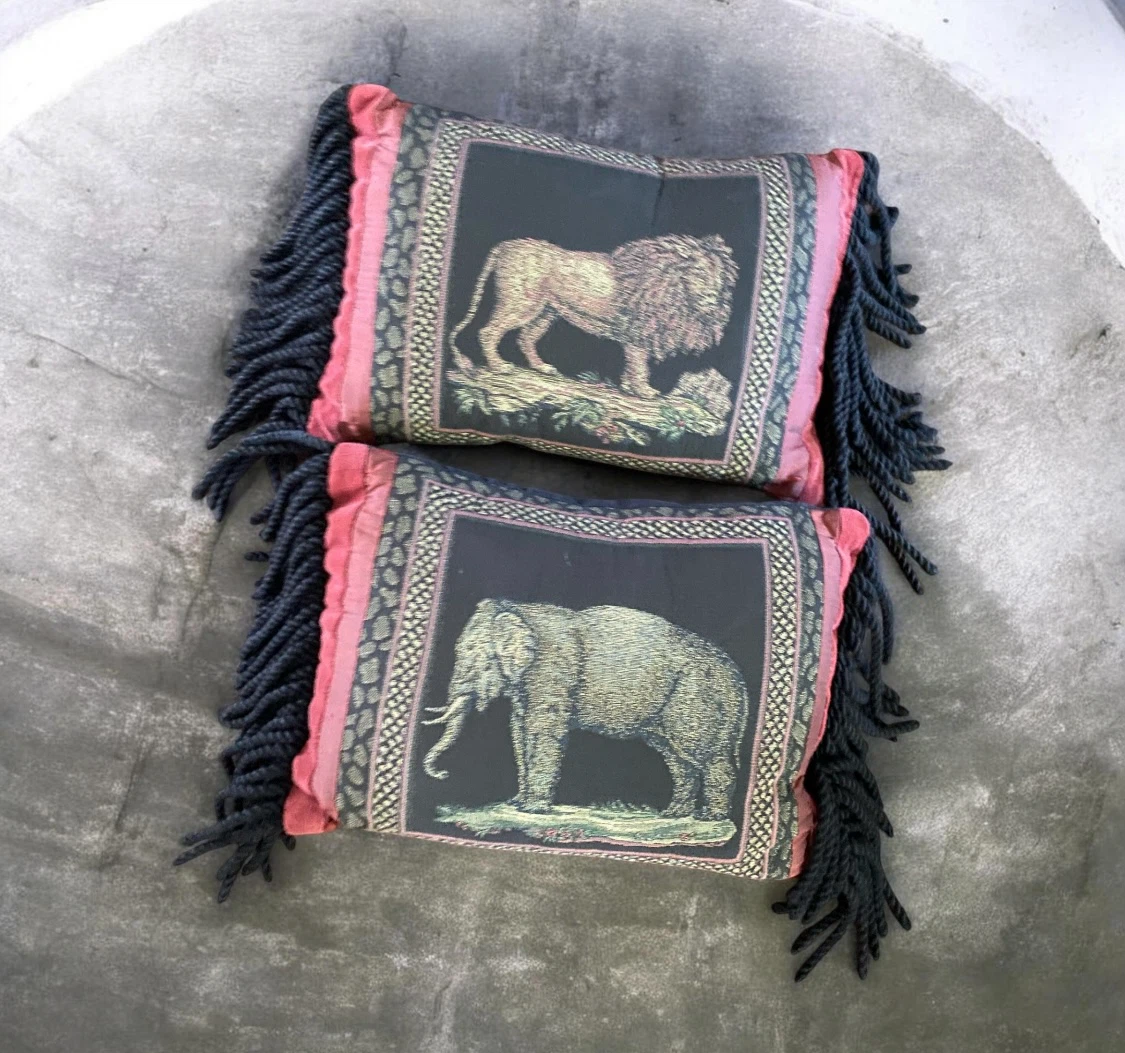 Set of Two Animal Tapestry Pillows Bombay