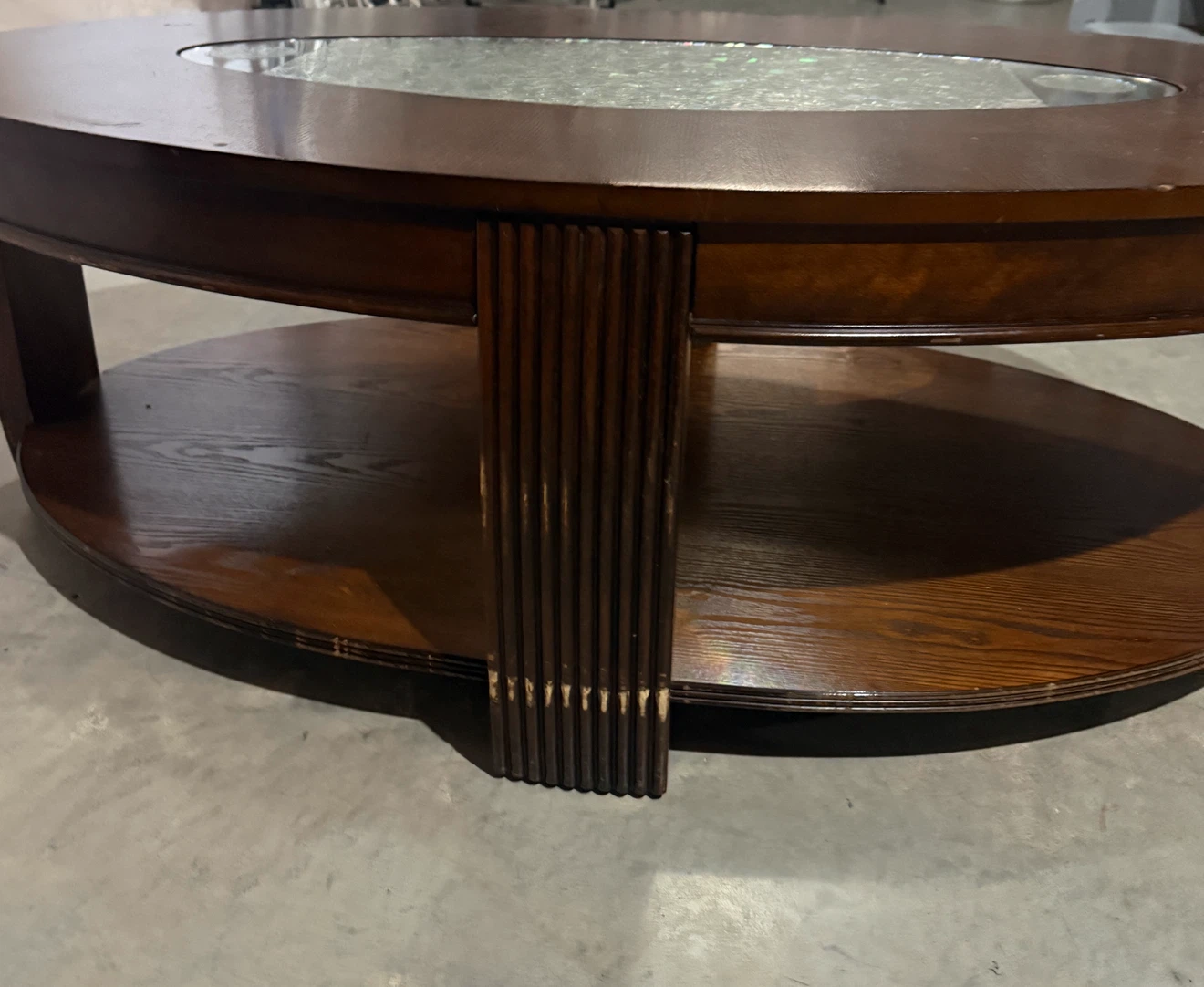 Oval Coffee Table with Glass Insert and wheels - photo 3