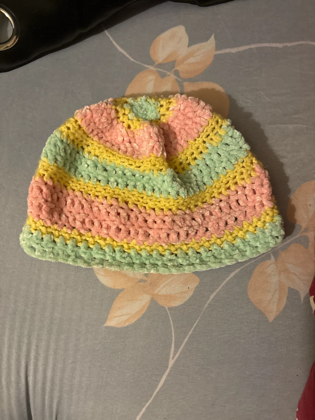 Crocheted Striped Beanie Hat