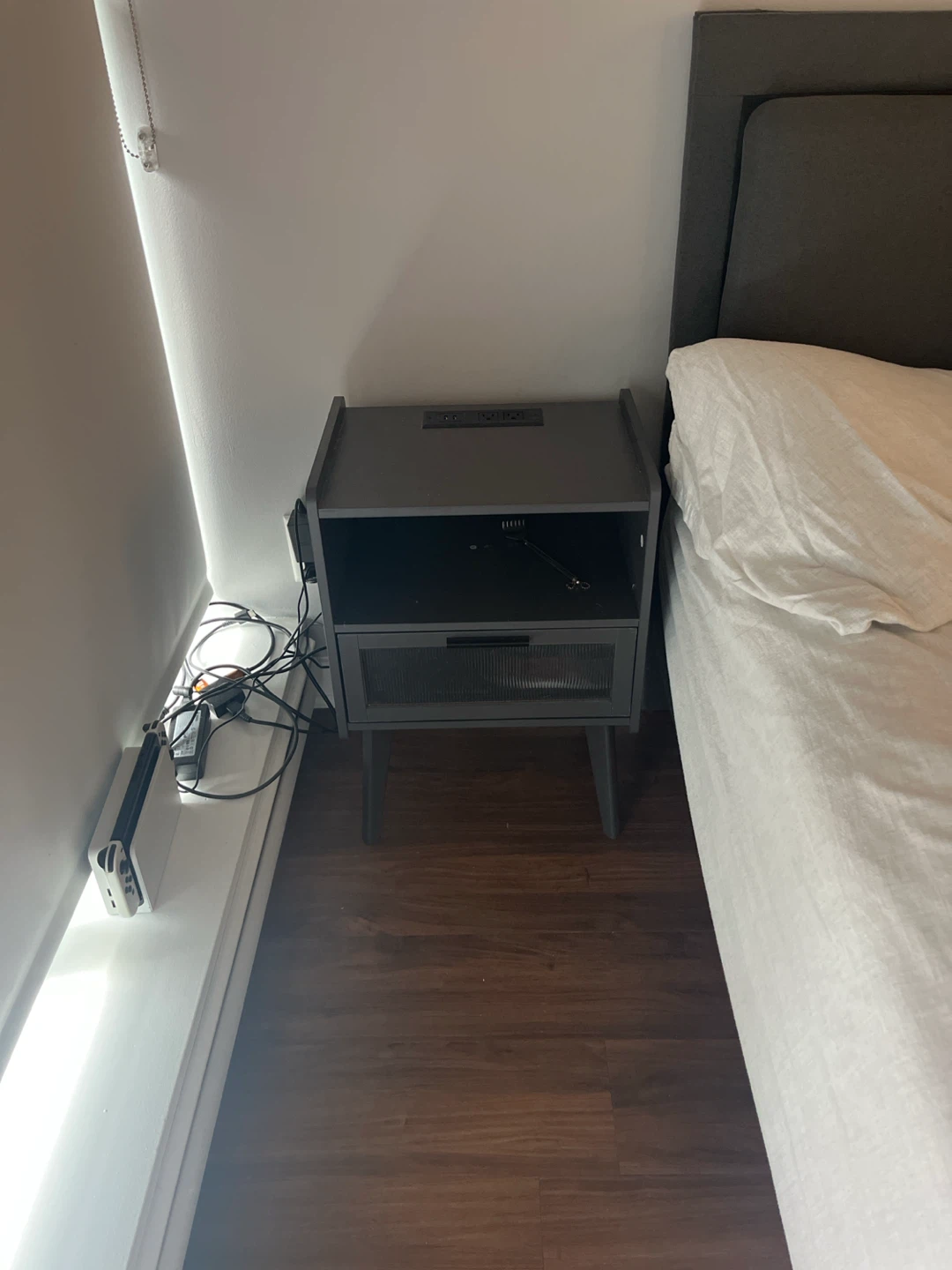 Grey Nightstand with Built-in USB and Power Outlets(price for 2) - photo 2