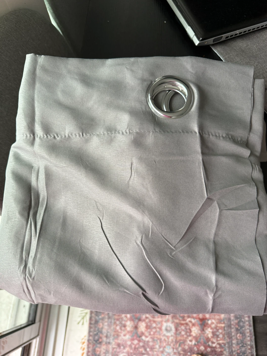3 pieces of gray punchy curtains