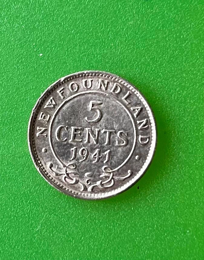 1941 Newfoundland 5 Cent Silver Coin