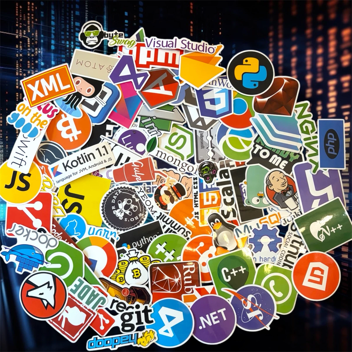 Collection of Programming and Tech Stickers 88pcs