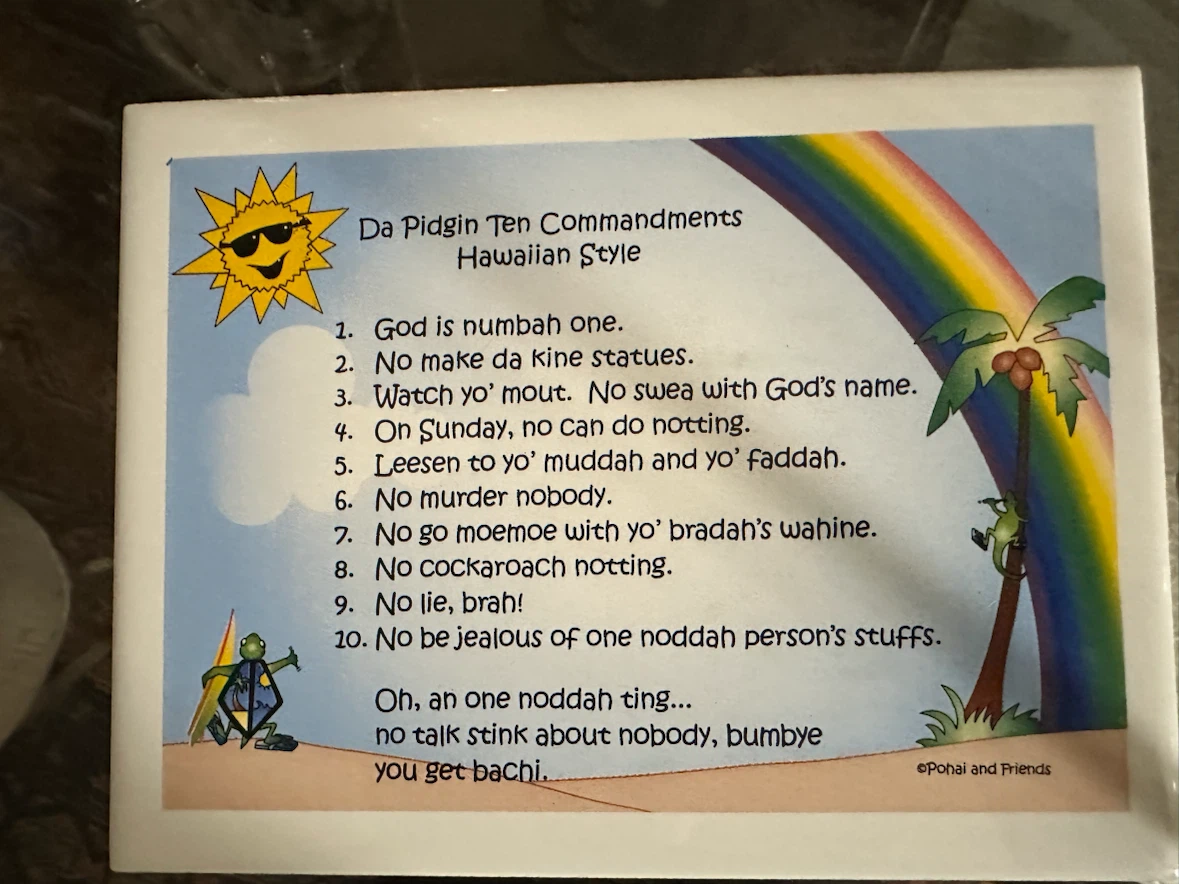 Da Pidgin Ten Commandments Hawaiian Style Wall Decor