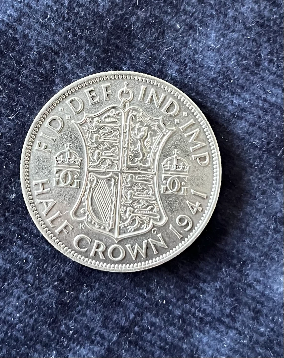 Silver 1941 King George VI Half Crown Coin
