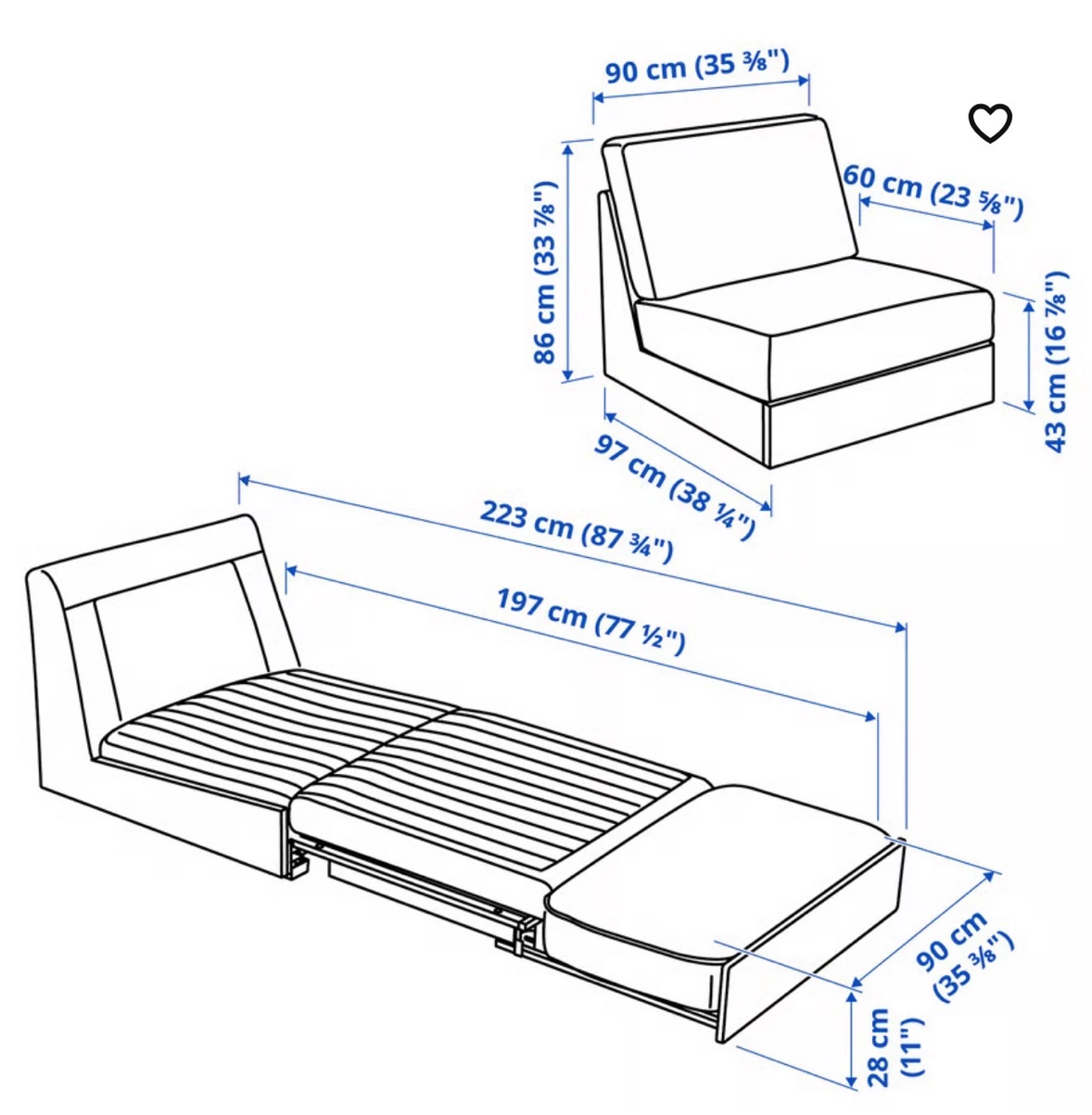 IKEA KIVIK 1-seat sleeper sofa, Tibbleby beige/gray - photo 3