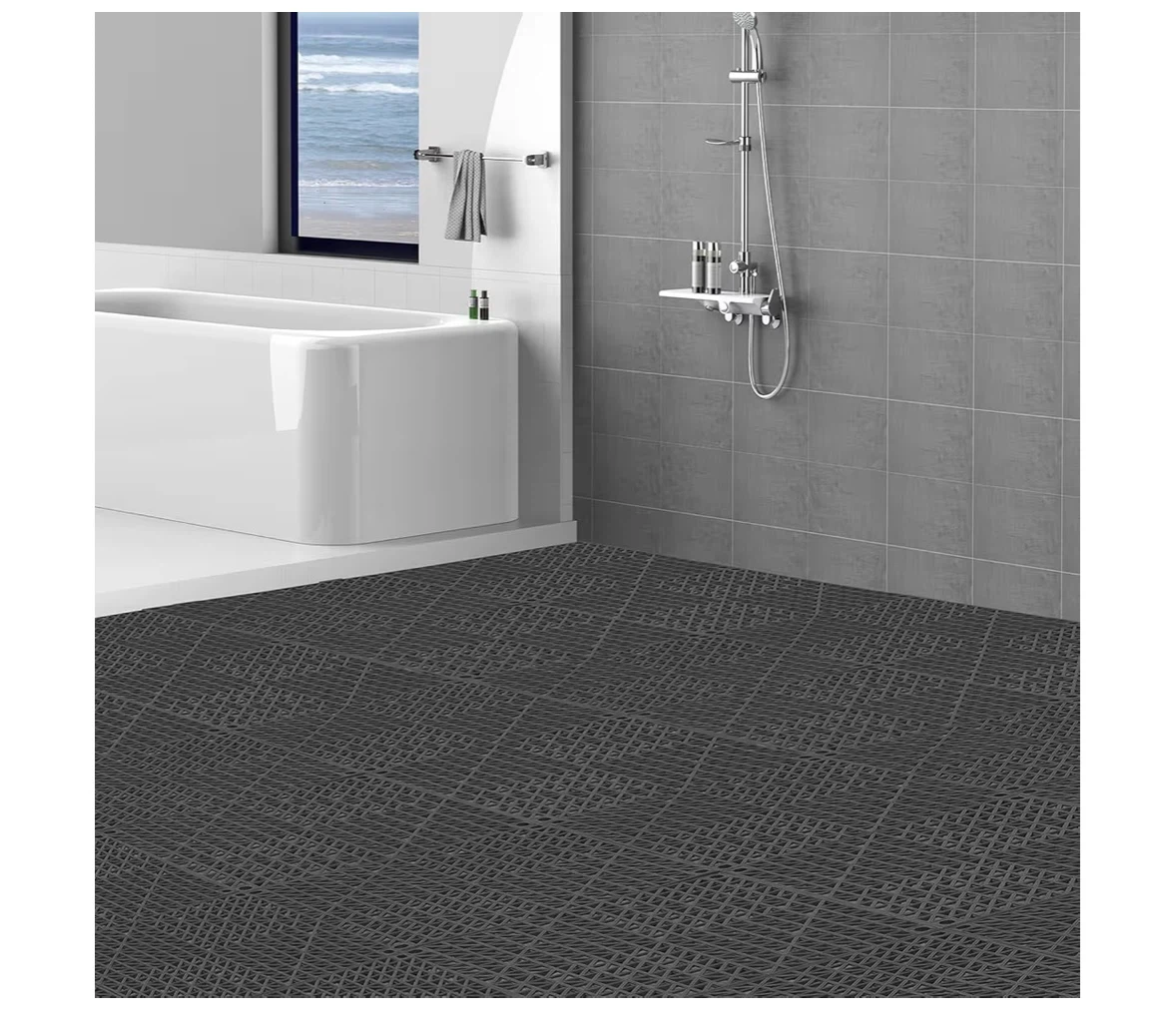 VEVOR Modular drainage Mat Bathroom, Pool, Wet Areas, Black - photo 2