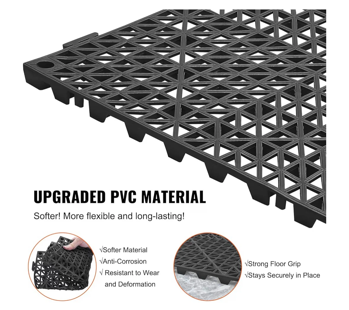 VEVOR Modular drainage Mat Bathroom, Pool, Wet Areas, Black - photo 5