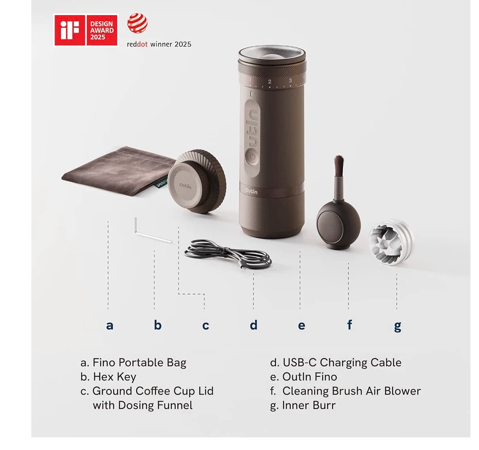 Outin Fino Portable Coffee Grinder White - photo 2