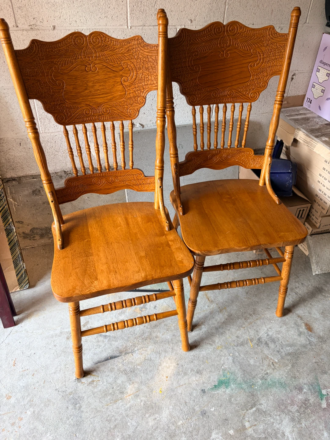 Red wooden chair with upholstered seat