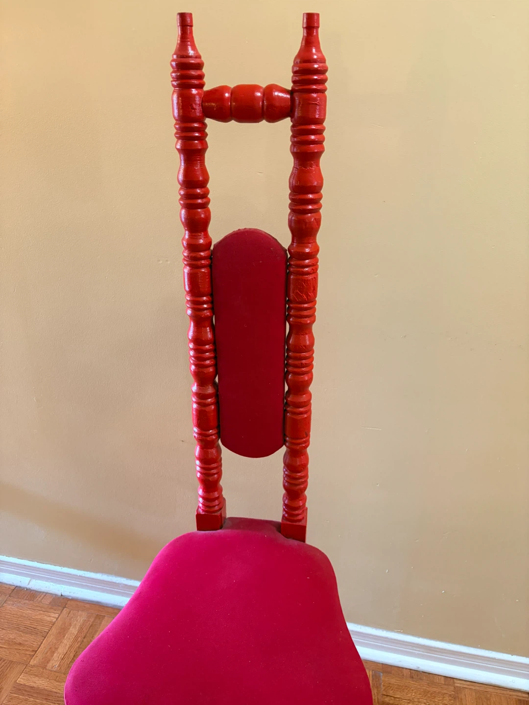 Red wooden chair with upholstered seat - photo 2