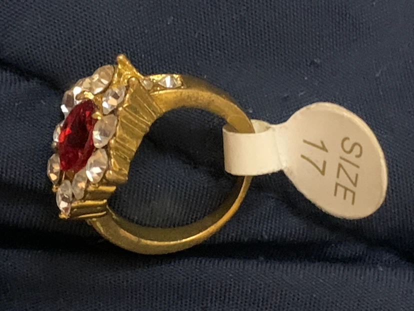 Ring with Red Stone and Clear Accents - Size 17 - photo 2
