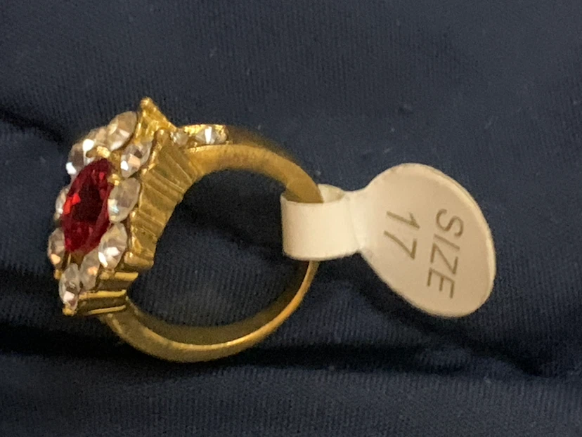 Ring with Red Stone and Clear Accents - Size 17 - photo 3