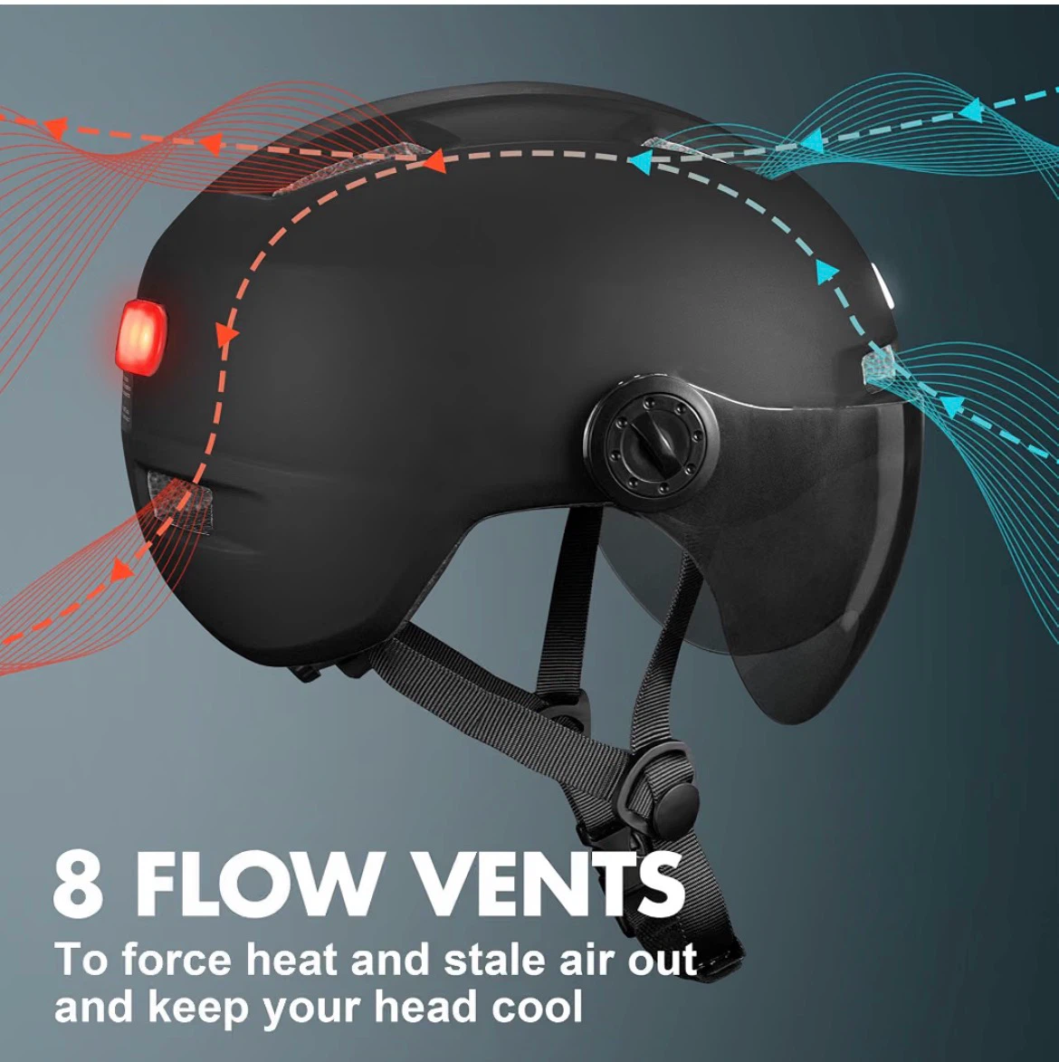 Base Camp Cycling Helmet with Front/Rear Lights and Visor - photo 4