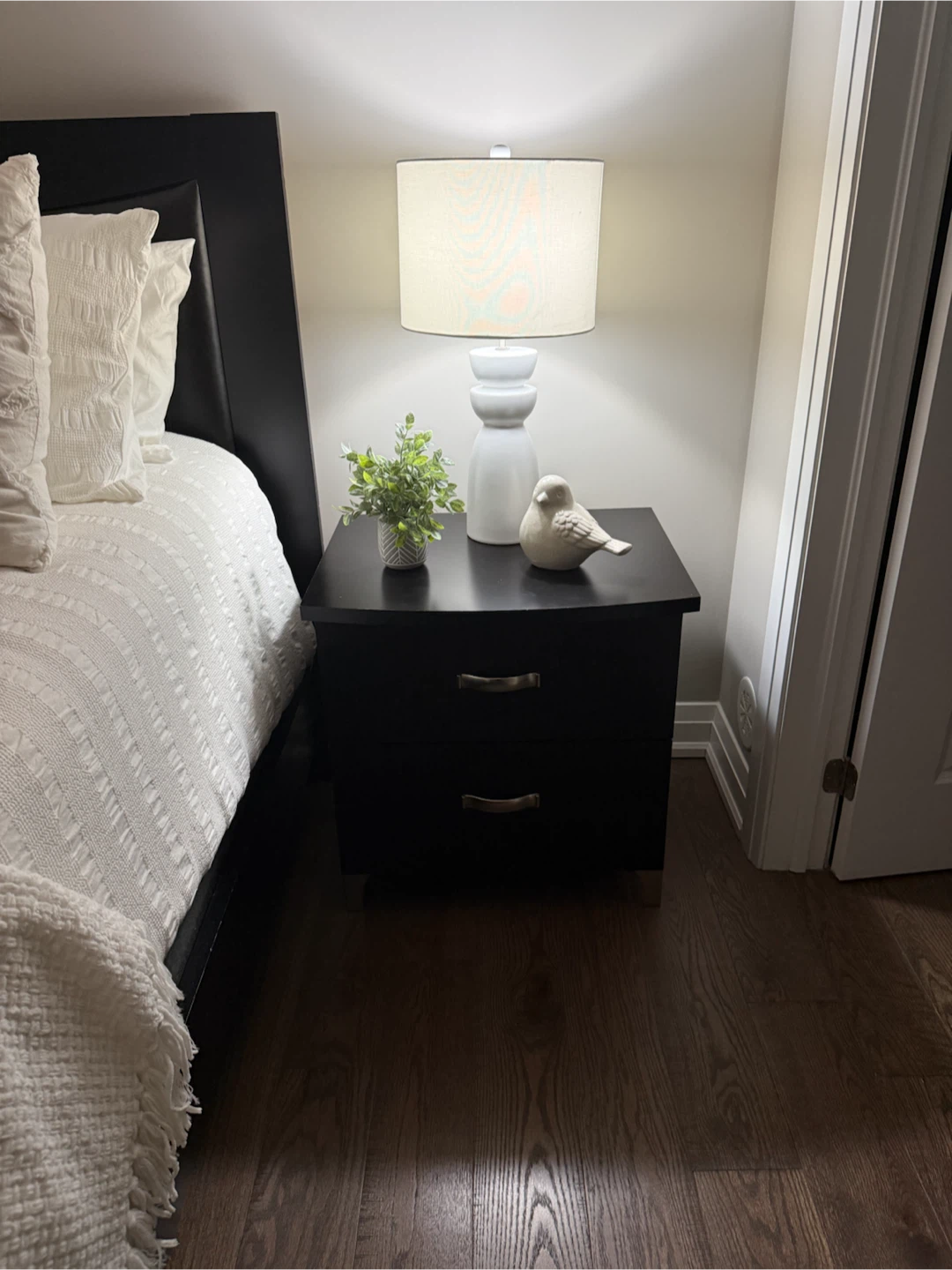 Black bed frame faux leather insert and bedroom set - photo 3