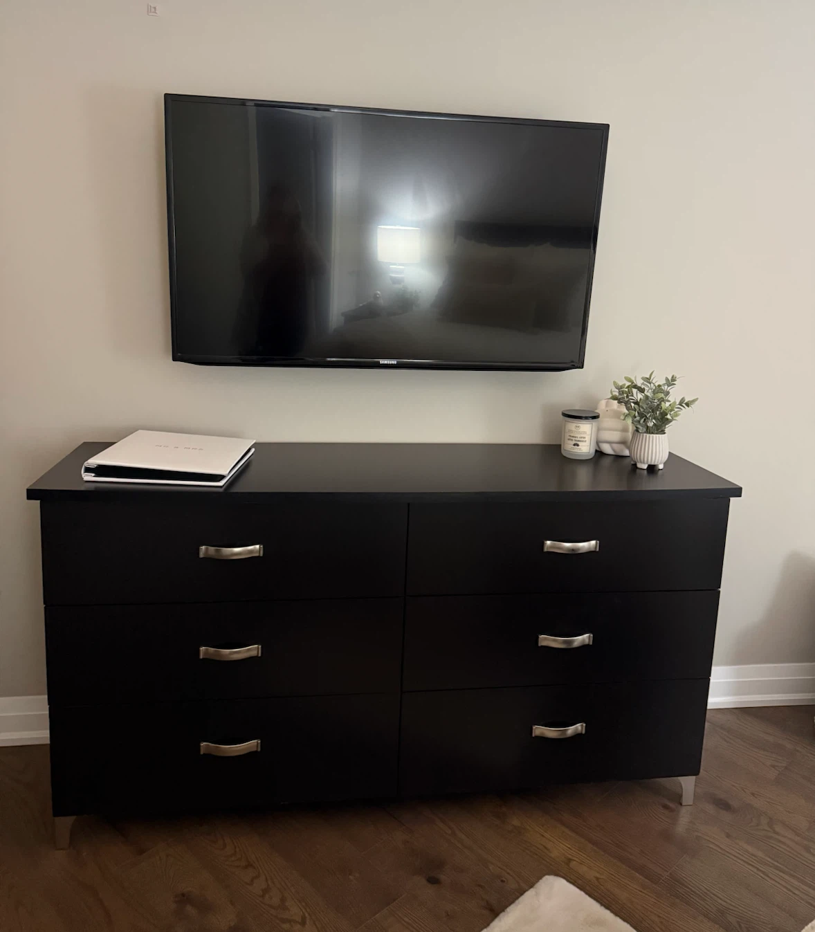 Black bed frame faux leather insert and bedroom set - photo 5