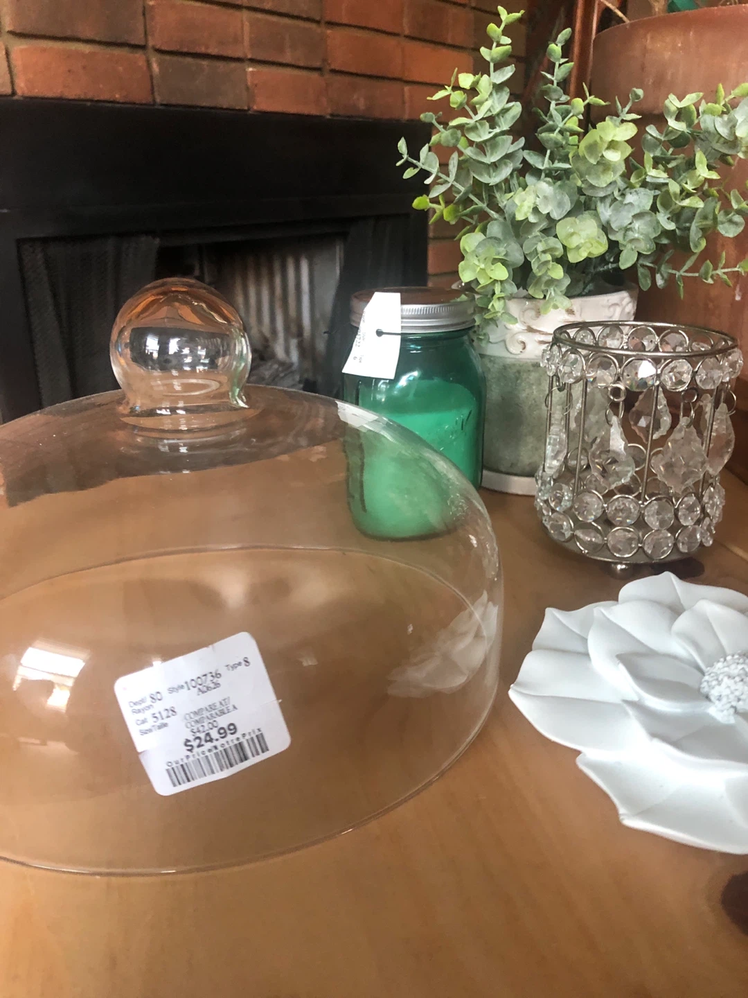 Housewares Lot: Glass Cloche, Candle, Faux Plant etc - photo 3