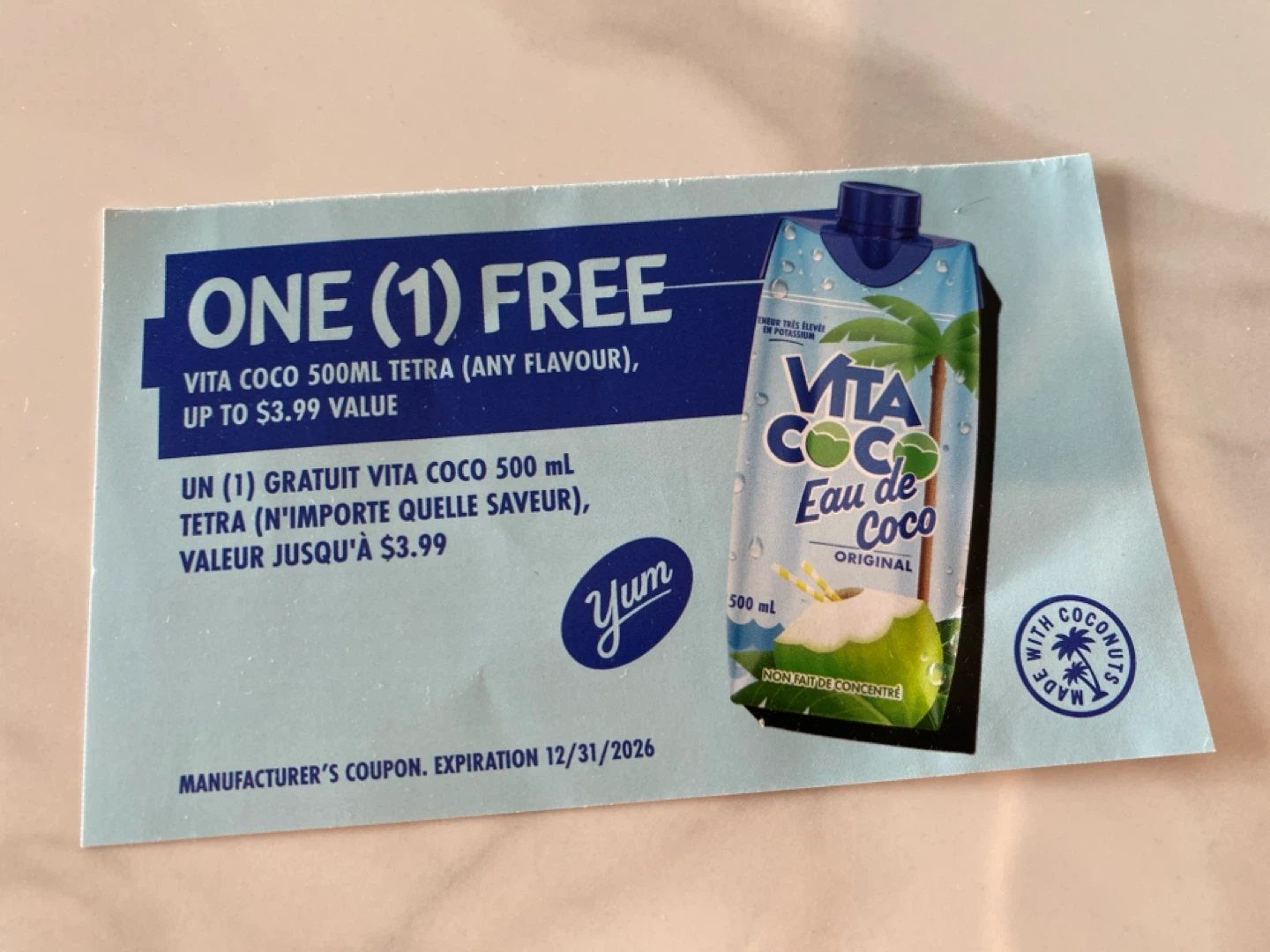 1 vita coconut water 500ml voucher