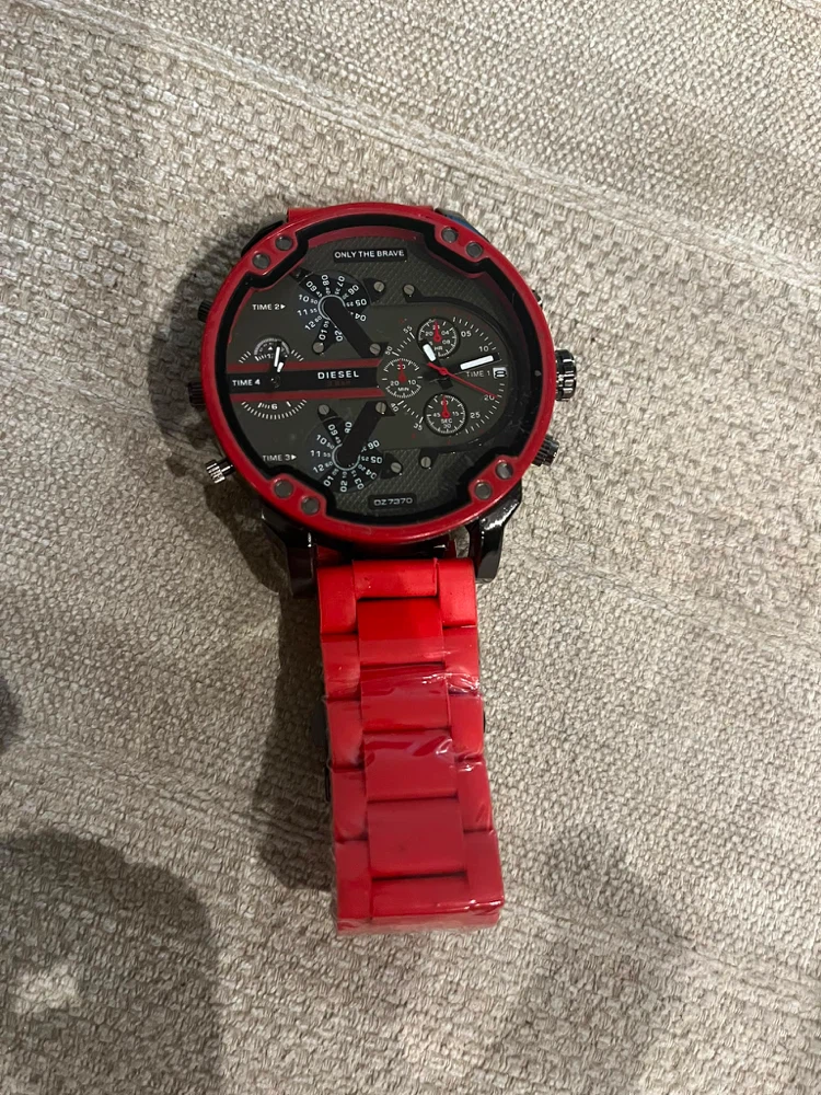 NWT Diesel Mr. Daddy 2.0 Red Silicone Chronograph Watch DZ - photo 5