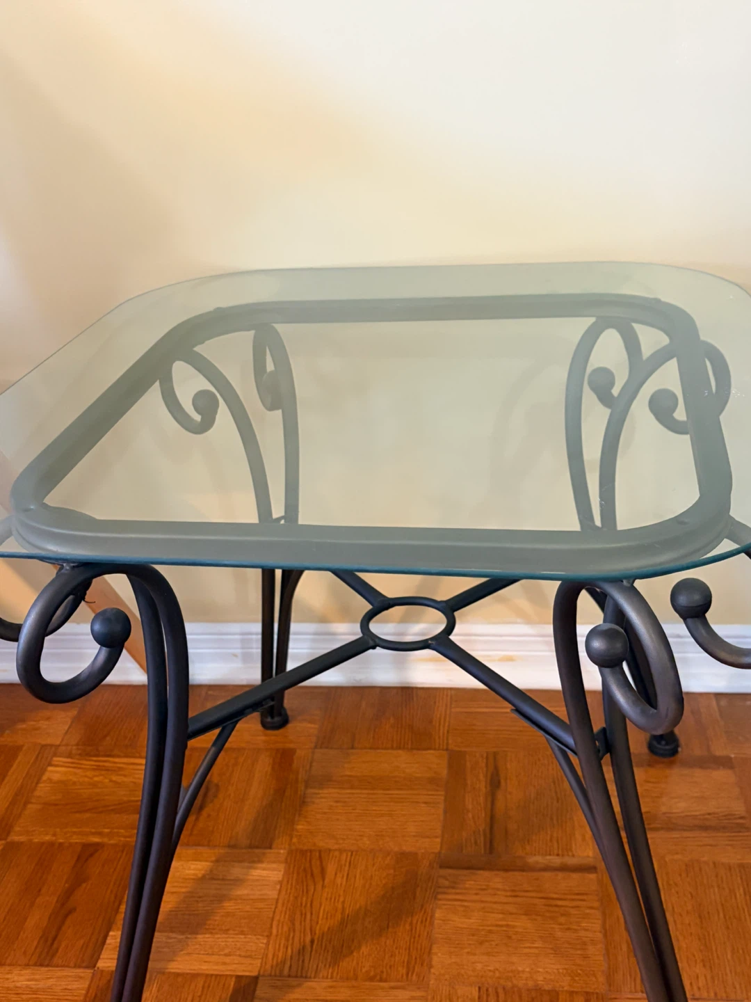 Glass and Metal Accent Table