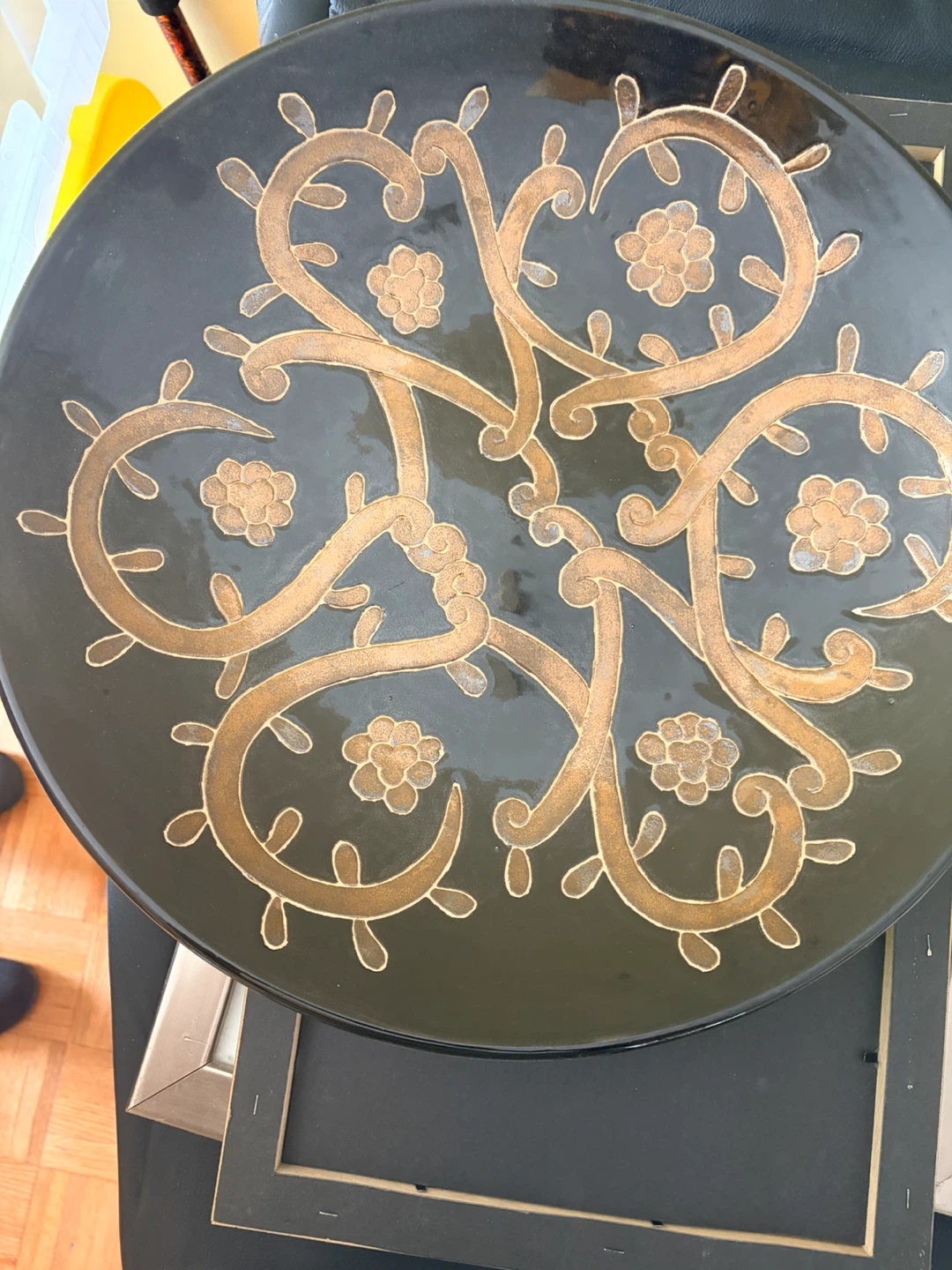 Decorative Black and Gold Serving Platter