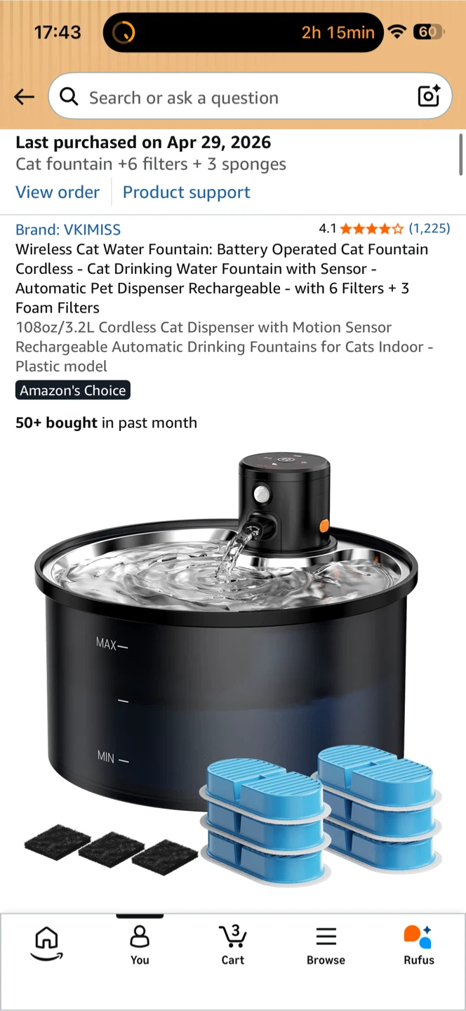 VKIIMISS Wireless Cat Water Fountain - photo 2
