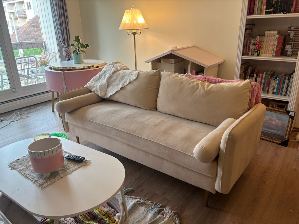 Cream velvet couch