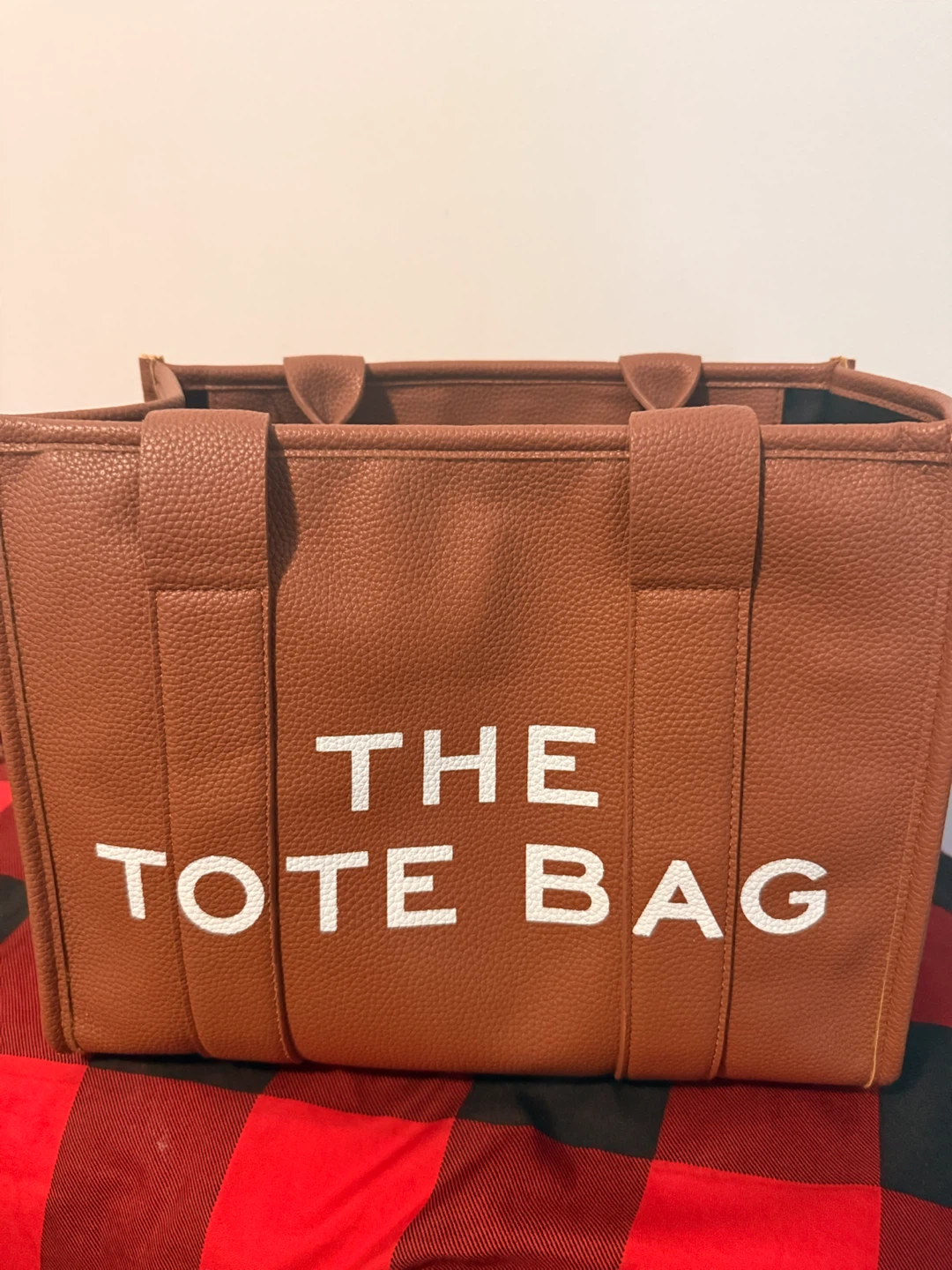 Brown Faux Leather Tote Bag