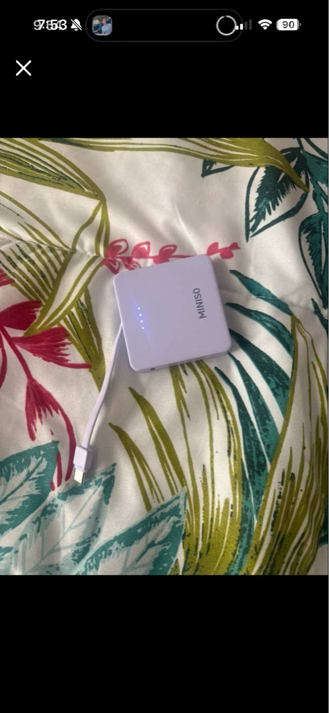 MINISO White Portable Charger with Cable