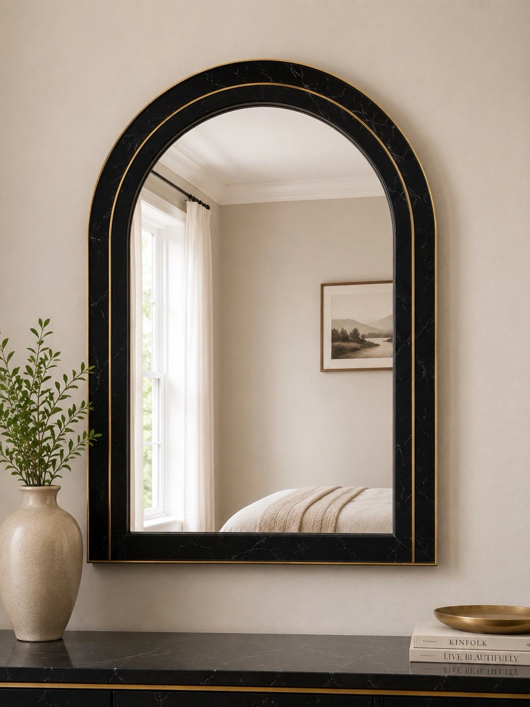 Black Marble Finish Dresser with Gold Accents - photo 5