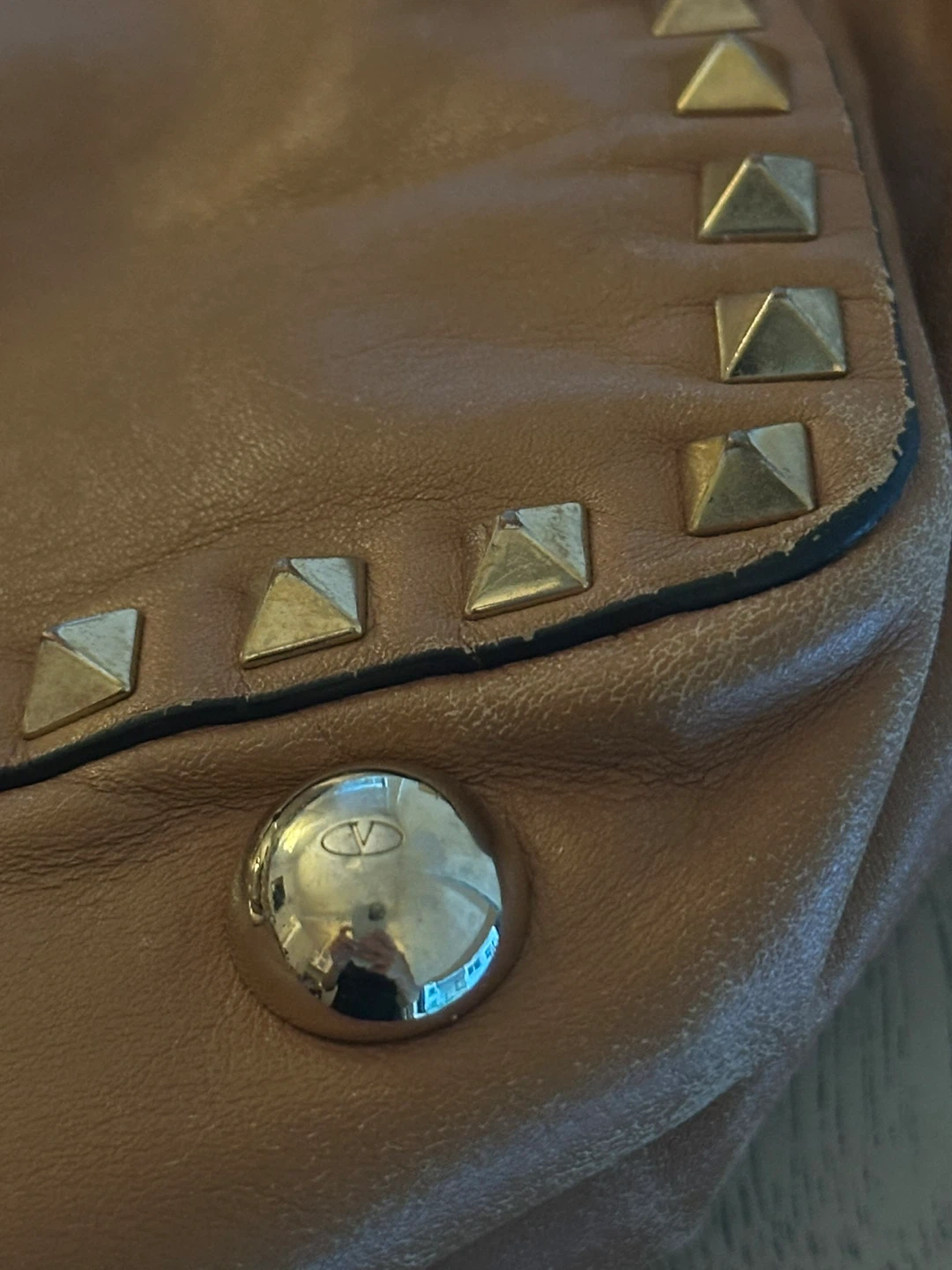 Valentino Garavani Brown Leather Rockstud Tote Bag - photo 4
