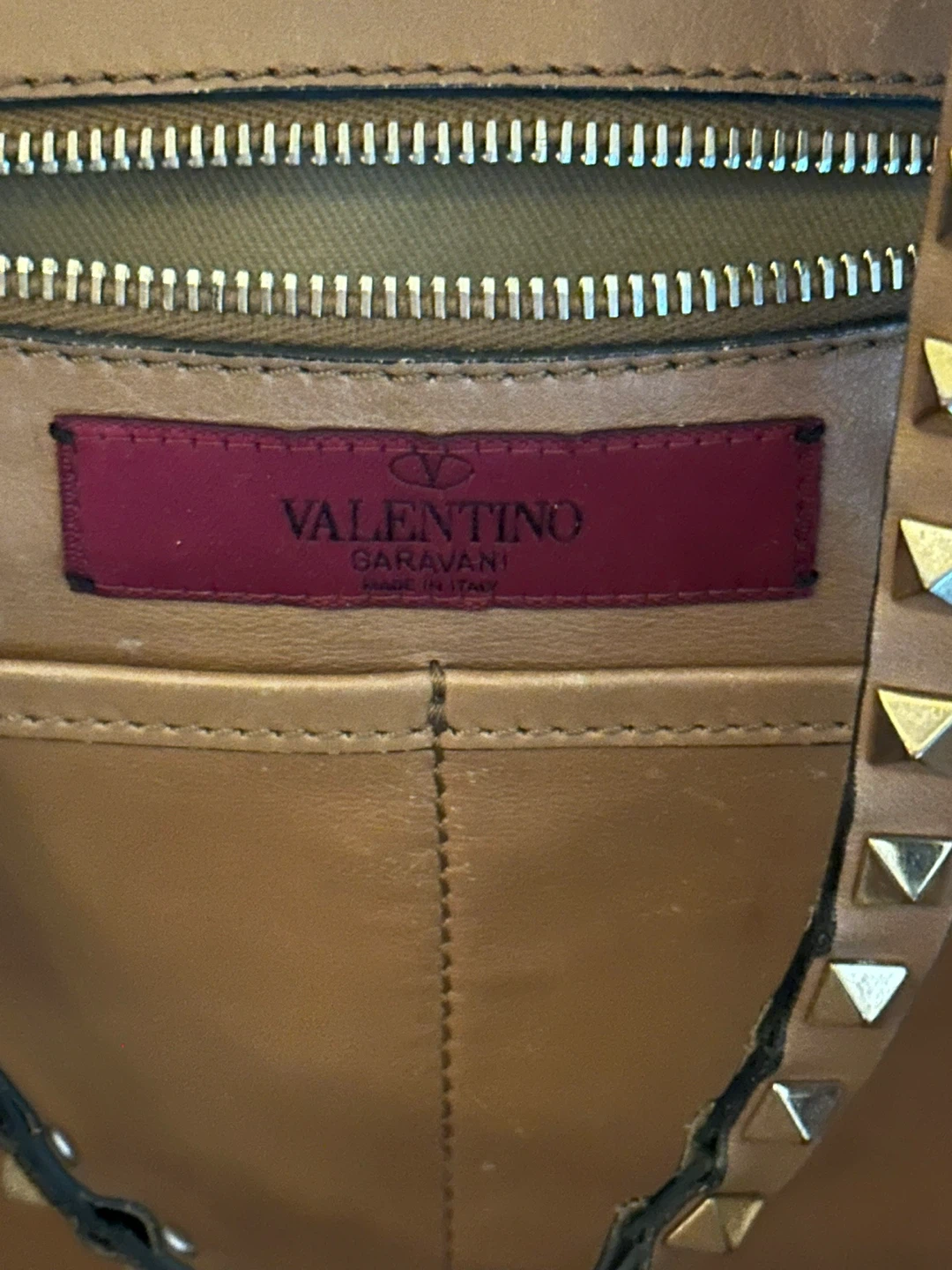 Valentino Garavani Brown Leather Rockstud Tote Bag - photo 3