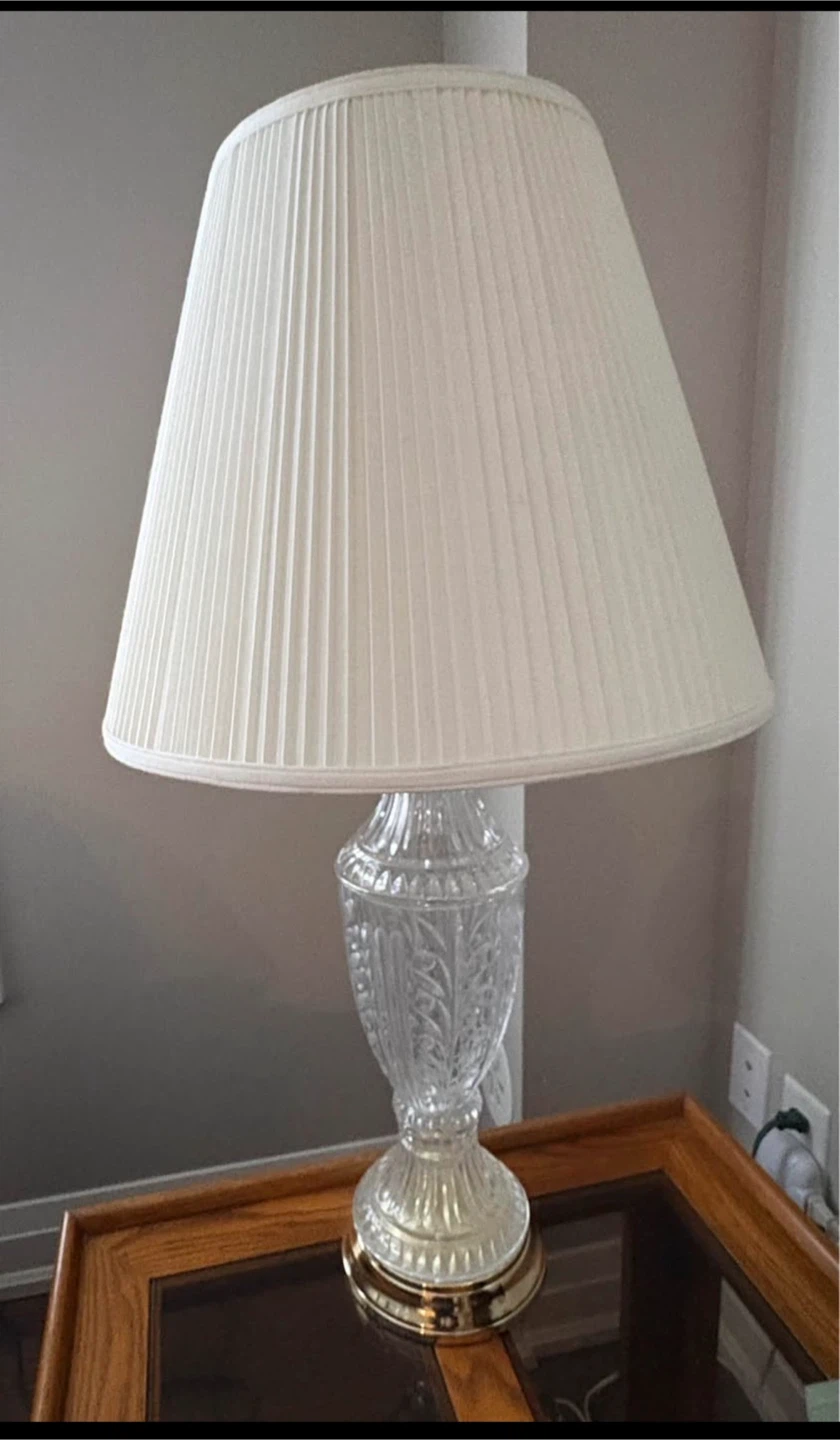Set of 2 Crystal Base lamps with Pleated Shade
