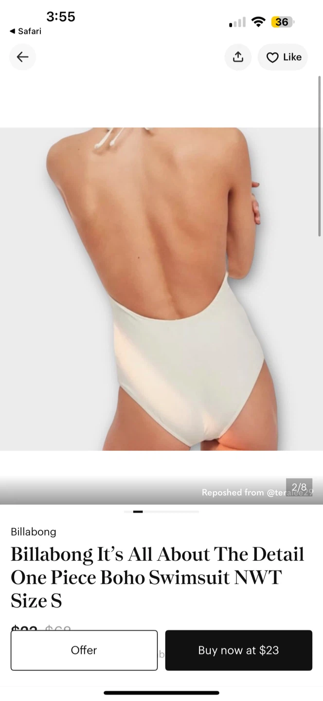Billabong One Piece Boho Swimsuit - White - Size S - photo 4