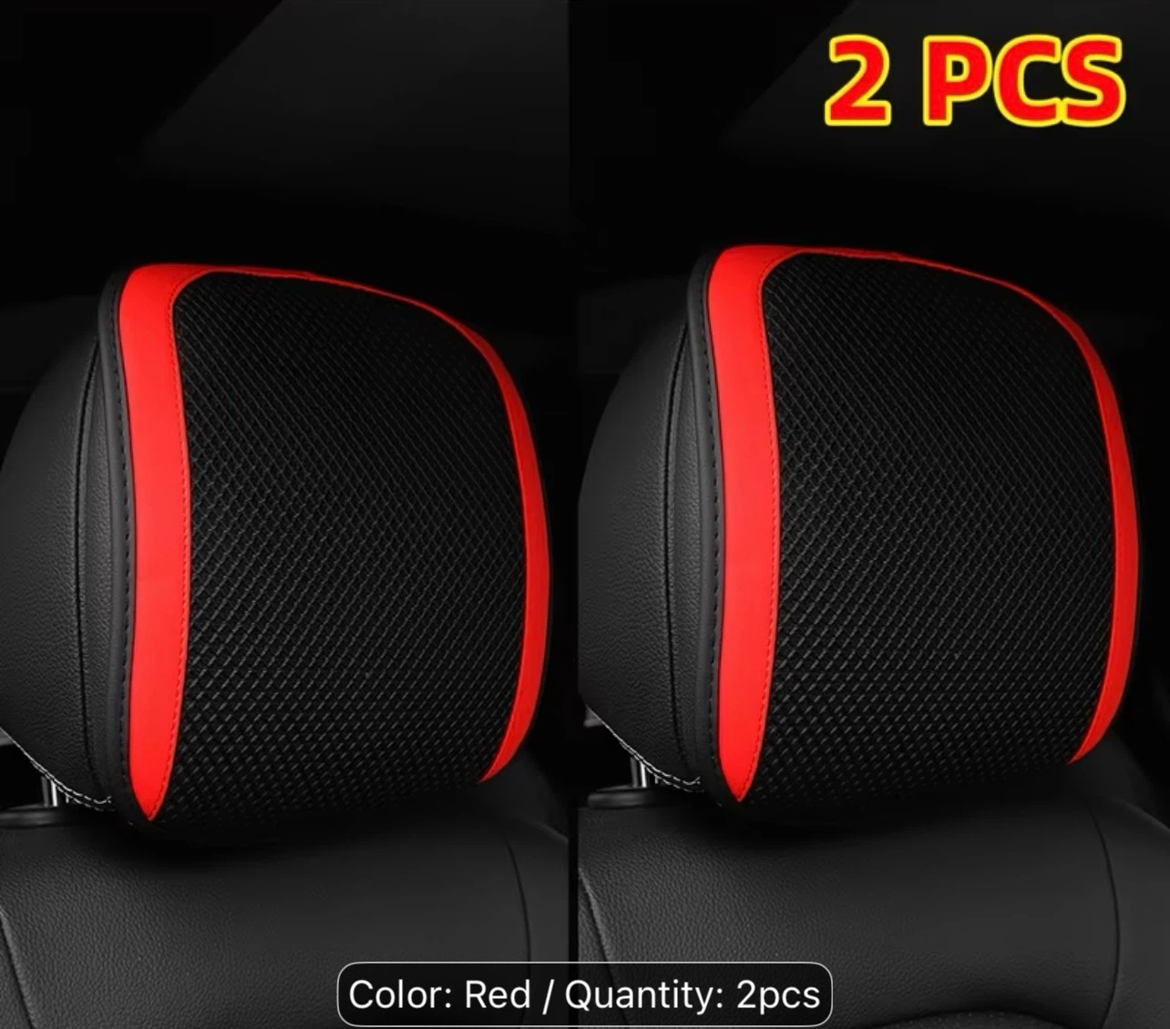 2 Piece Car Headrest Covers Red and Black