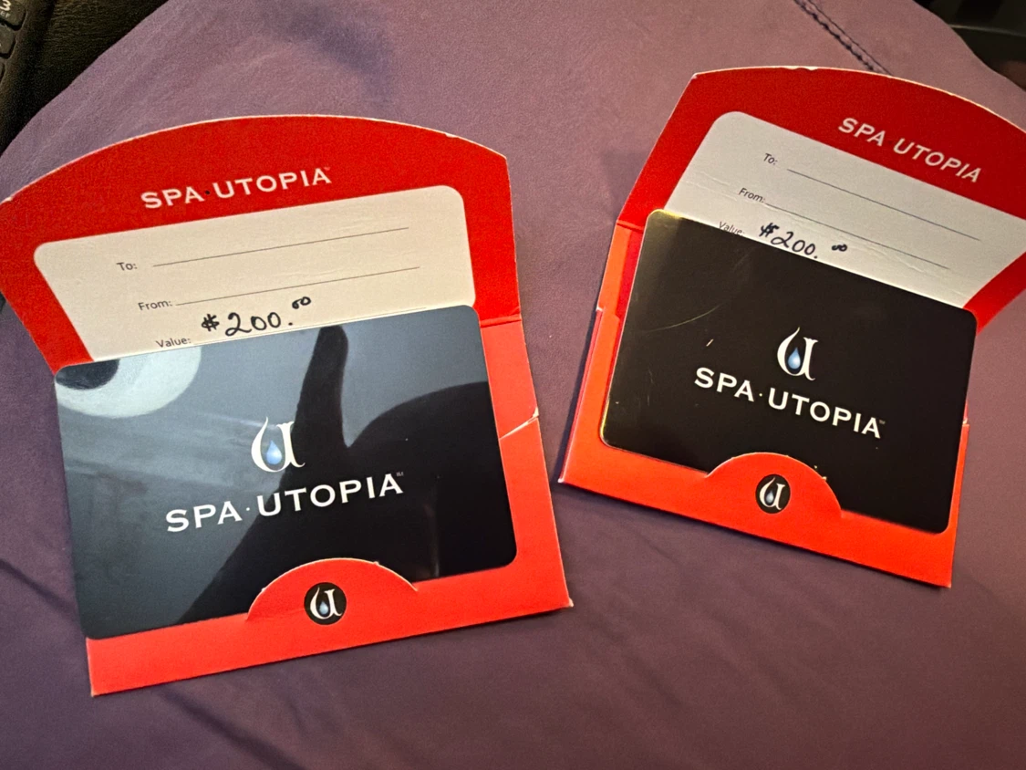 Spa Utopia Gift Cards - $200 Value (x2)
