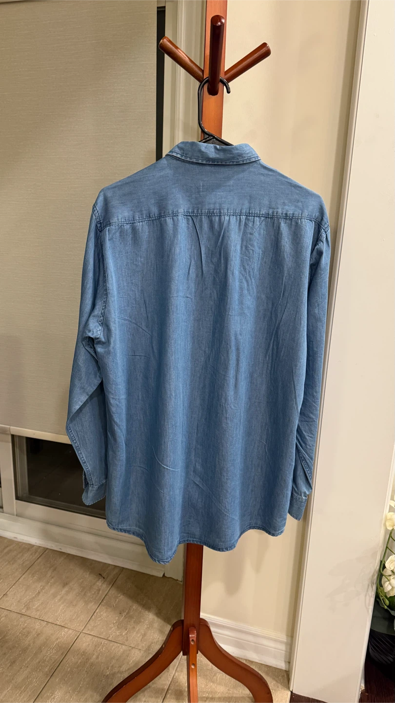 Denim Shirt with Flower Embellishments - photo 2