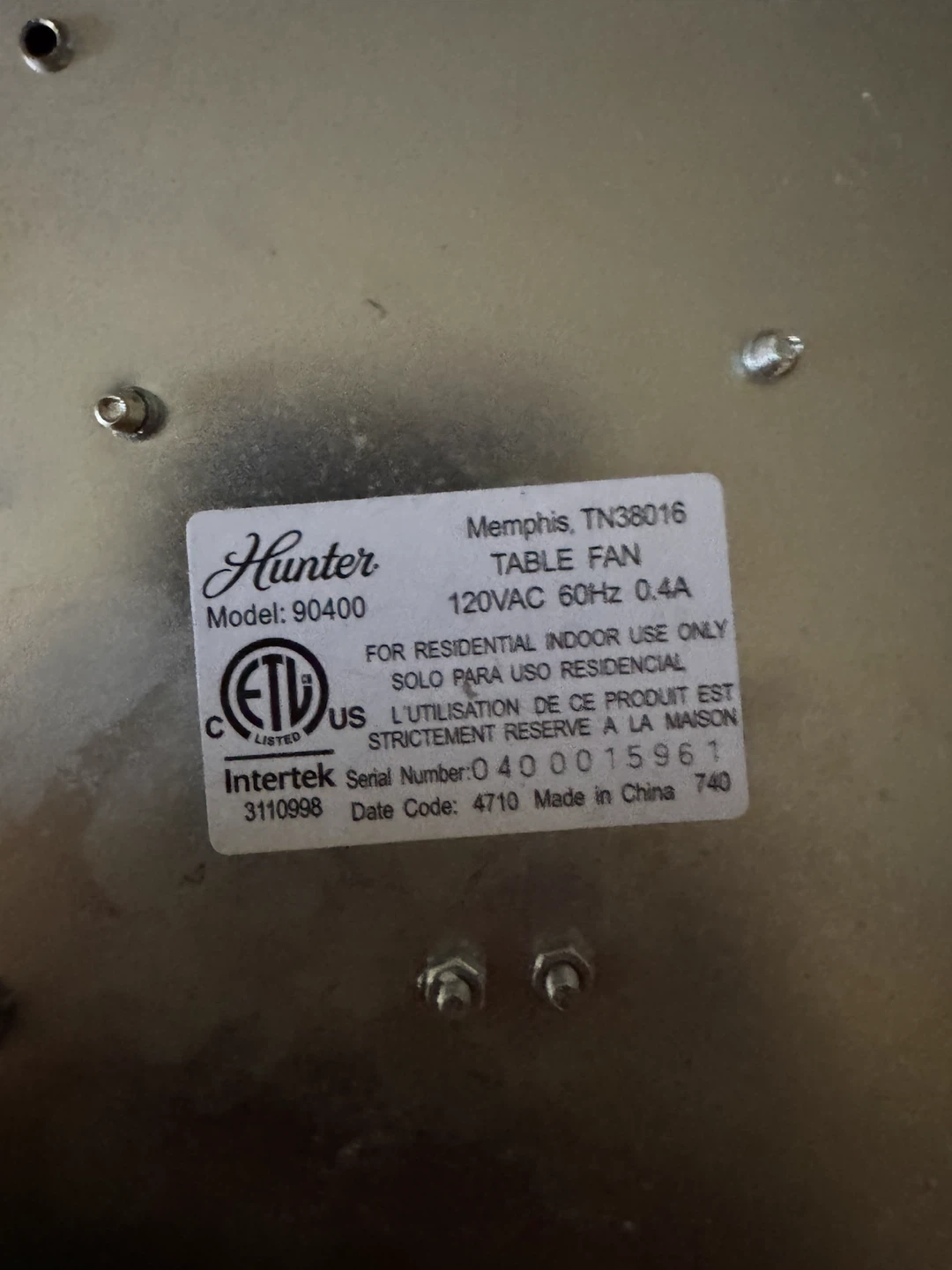 Hunter 90400 Table Fan - photo 3