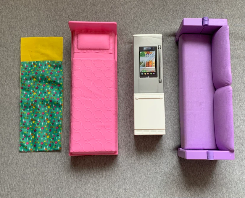 Barbie Dream House Furniture - Bed, Couch / Bunks & Fridge