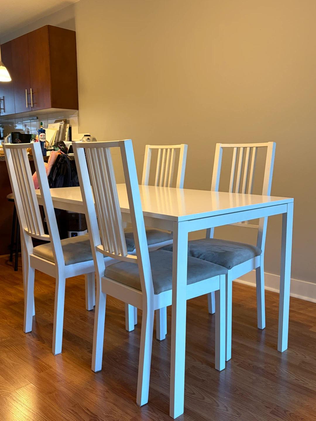 White Dining Table Set with 4 Chairs - photo 2
