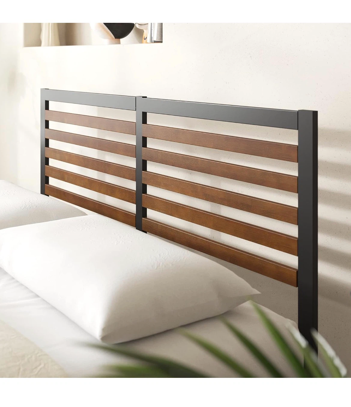 Queen Bed Frame with Wooden Headboard