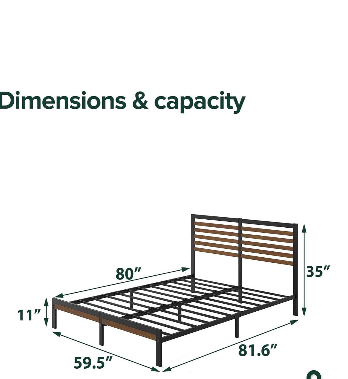 Queen Bed Frame with Wooden Headboard - photo 3