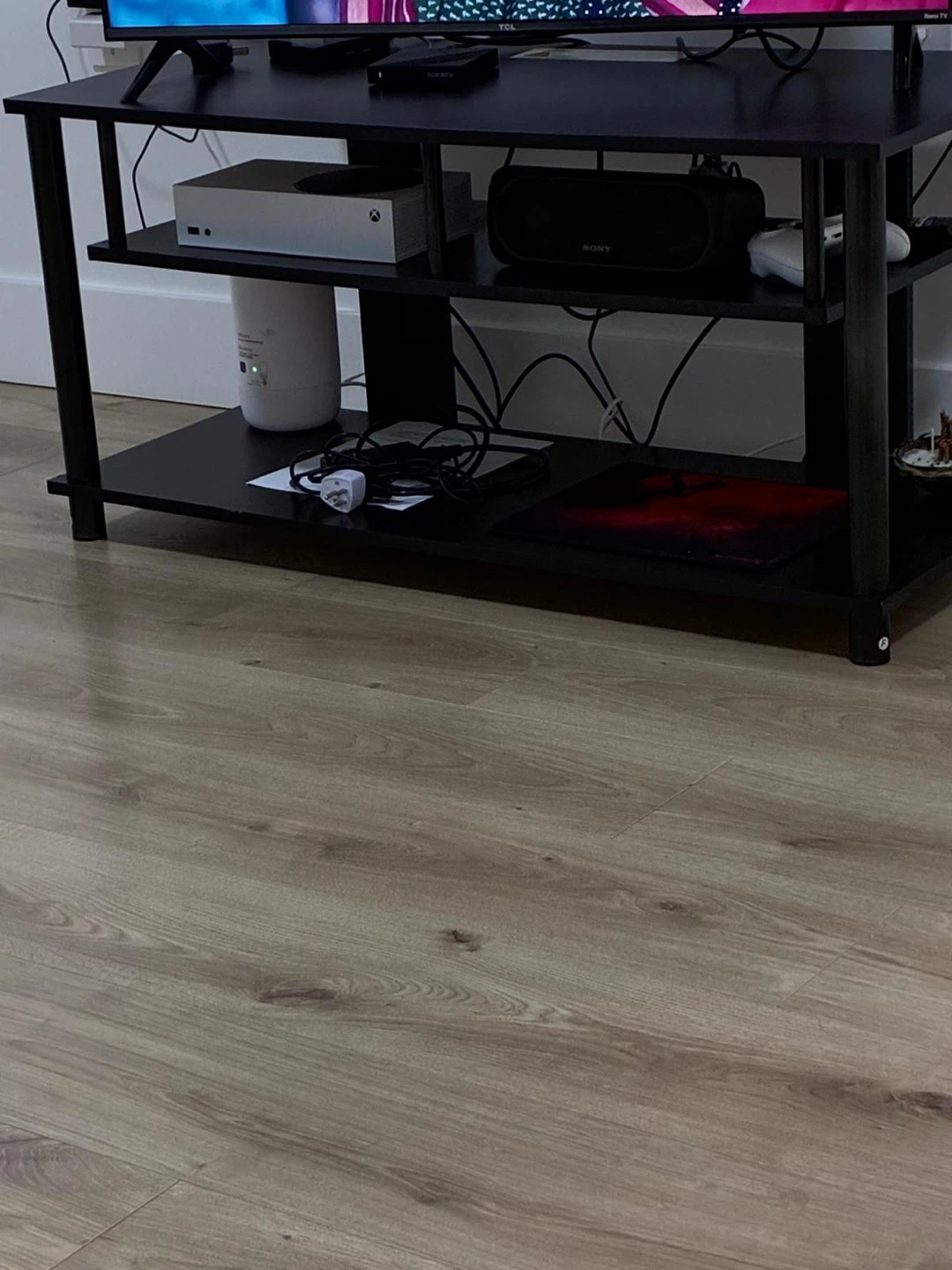 Black 3-Shelf Entertainment TV Stand
