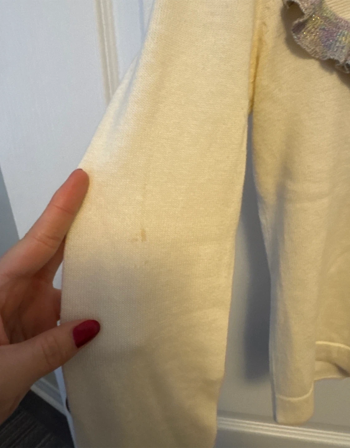 Cute Frilly Cream Cardigan with Pearl Buttons - photo 4