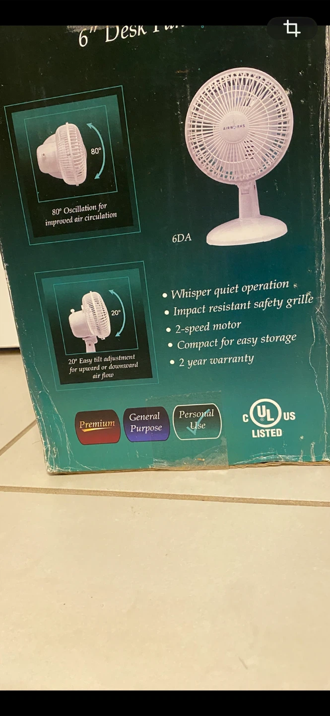 Airworks 6" Desk Fan - photo 2
