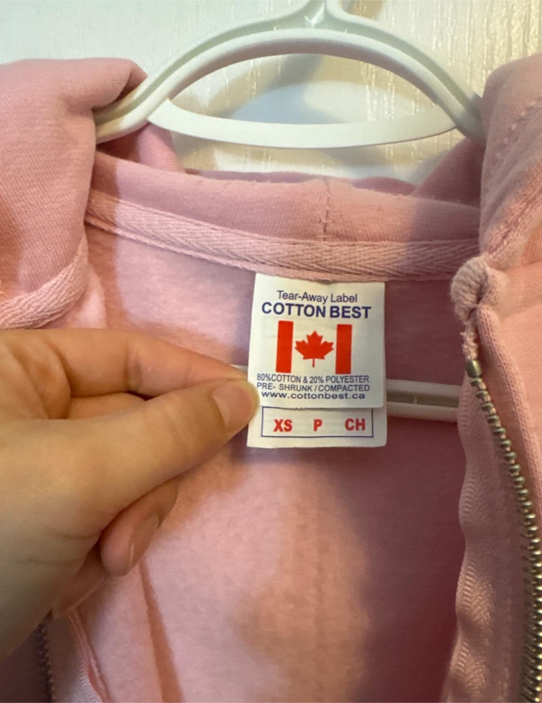 Oversized XS Cotton Best Pink Zip-Up Hoodie - photo 4