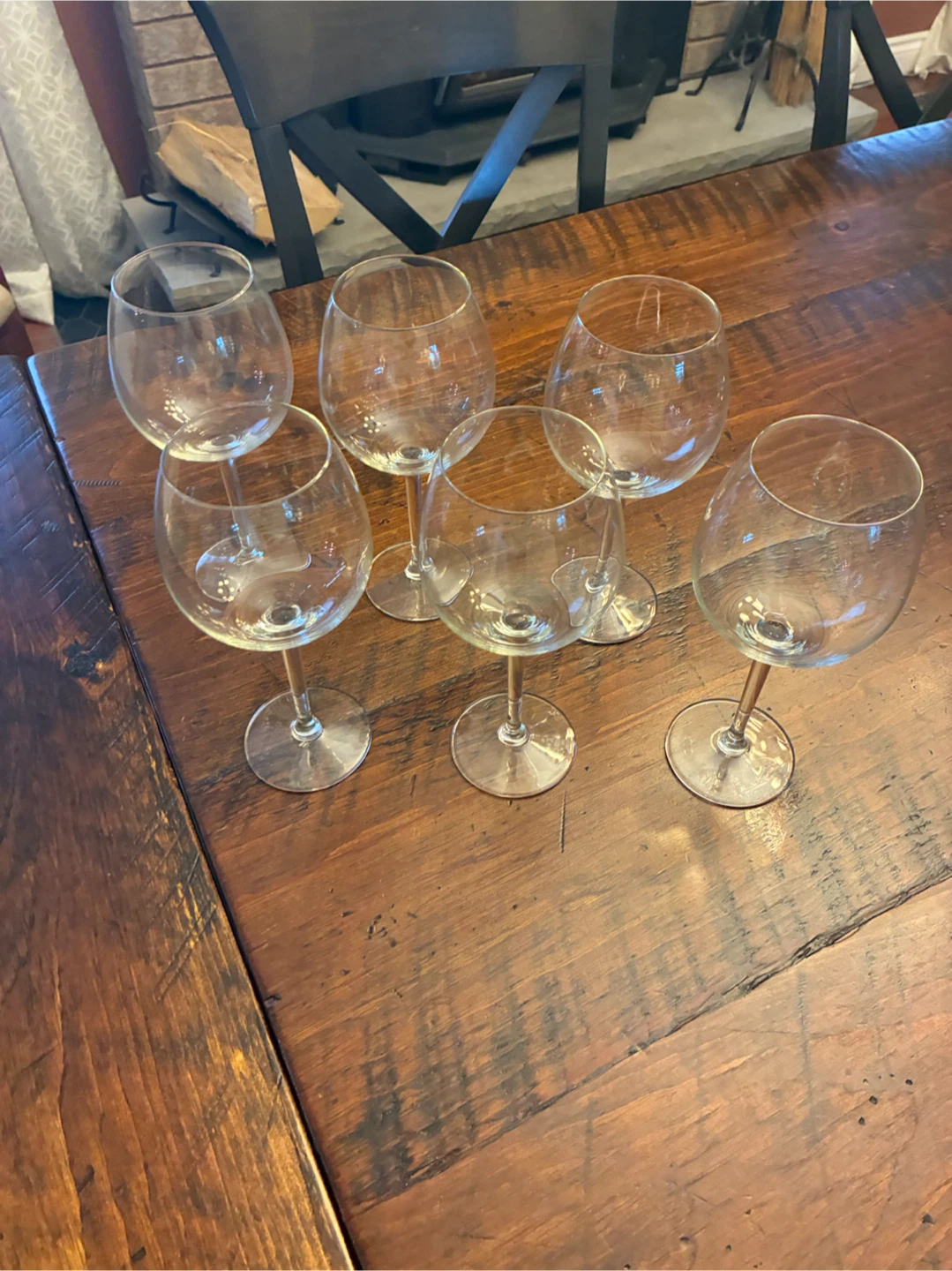 Set of 6 Clear Red Wine Glasses